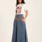 Women Skirt Embroidery Blue