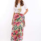 Colorful Tropical Floral Zipped Midi Dress
