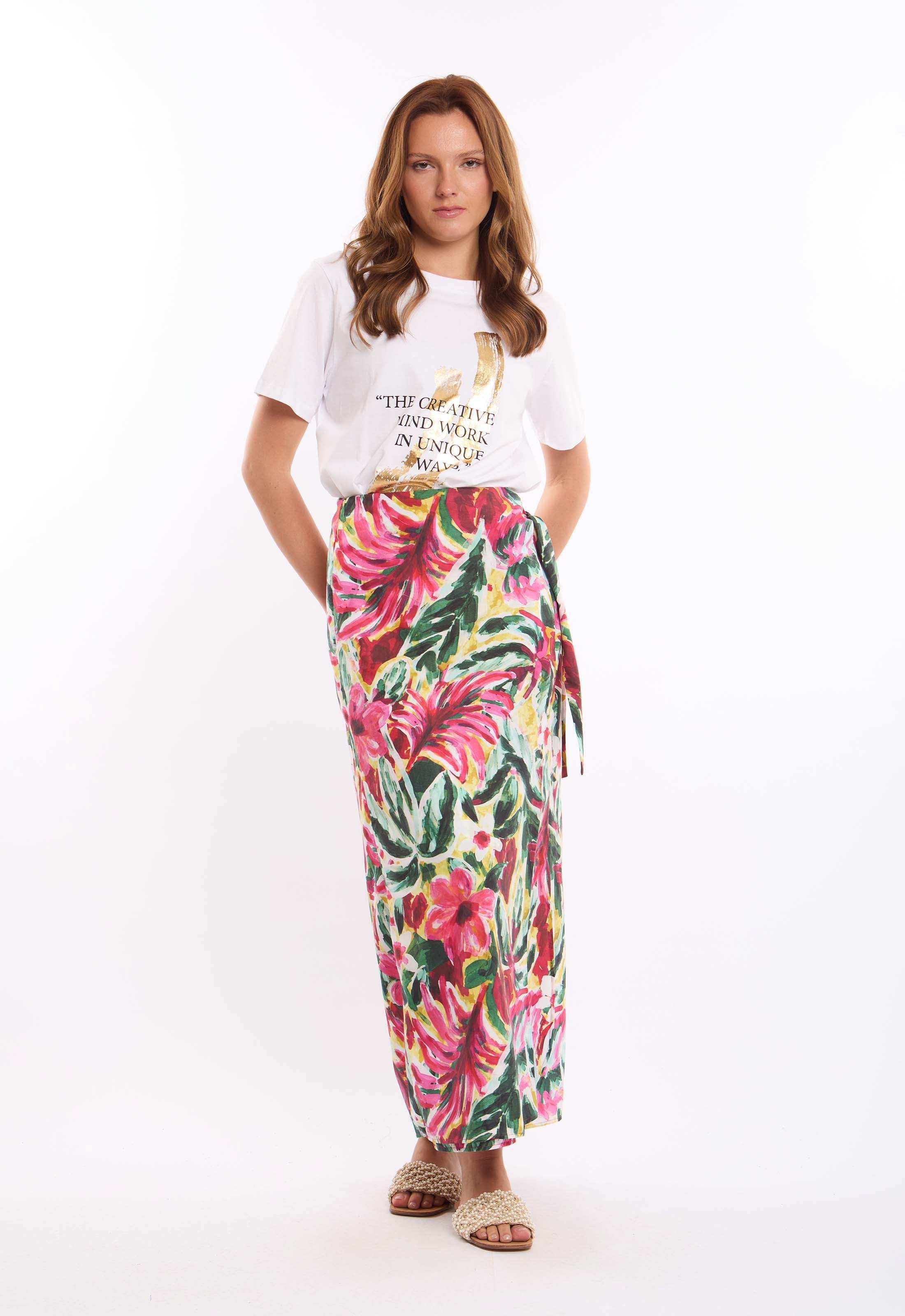 Colorful Tropical Floral Zipped Midi Dress