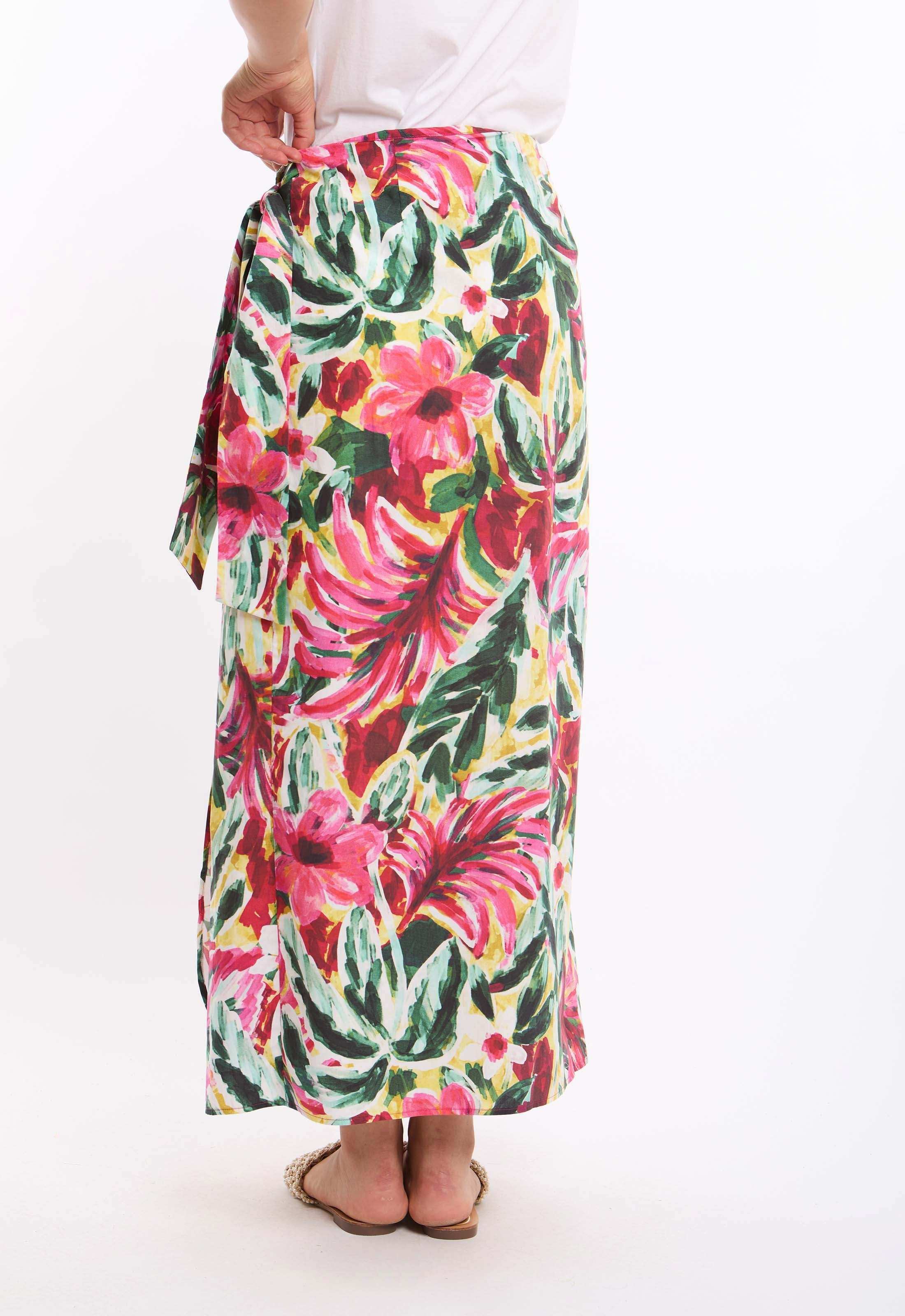 Colorful Tropical Floral Zipped Midi Dress