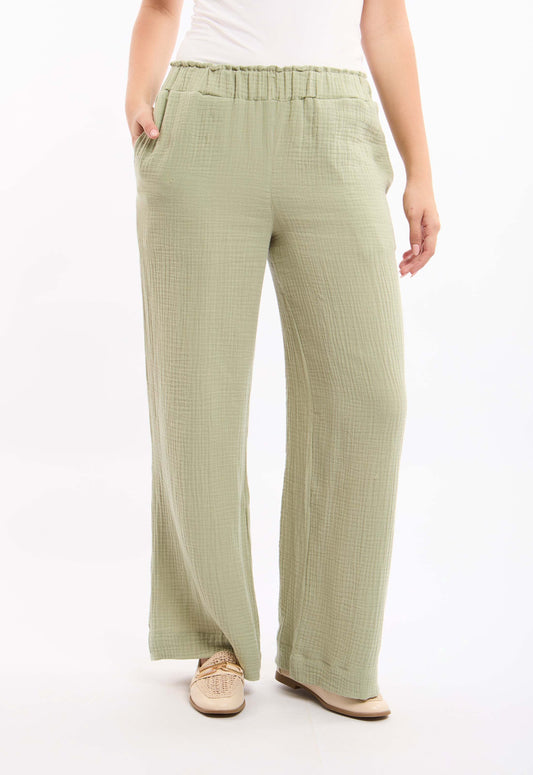 Textured Wide-Leg Pants
