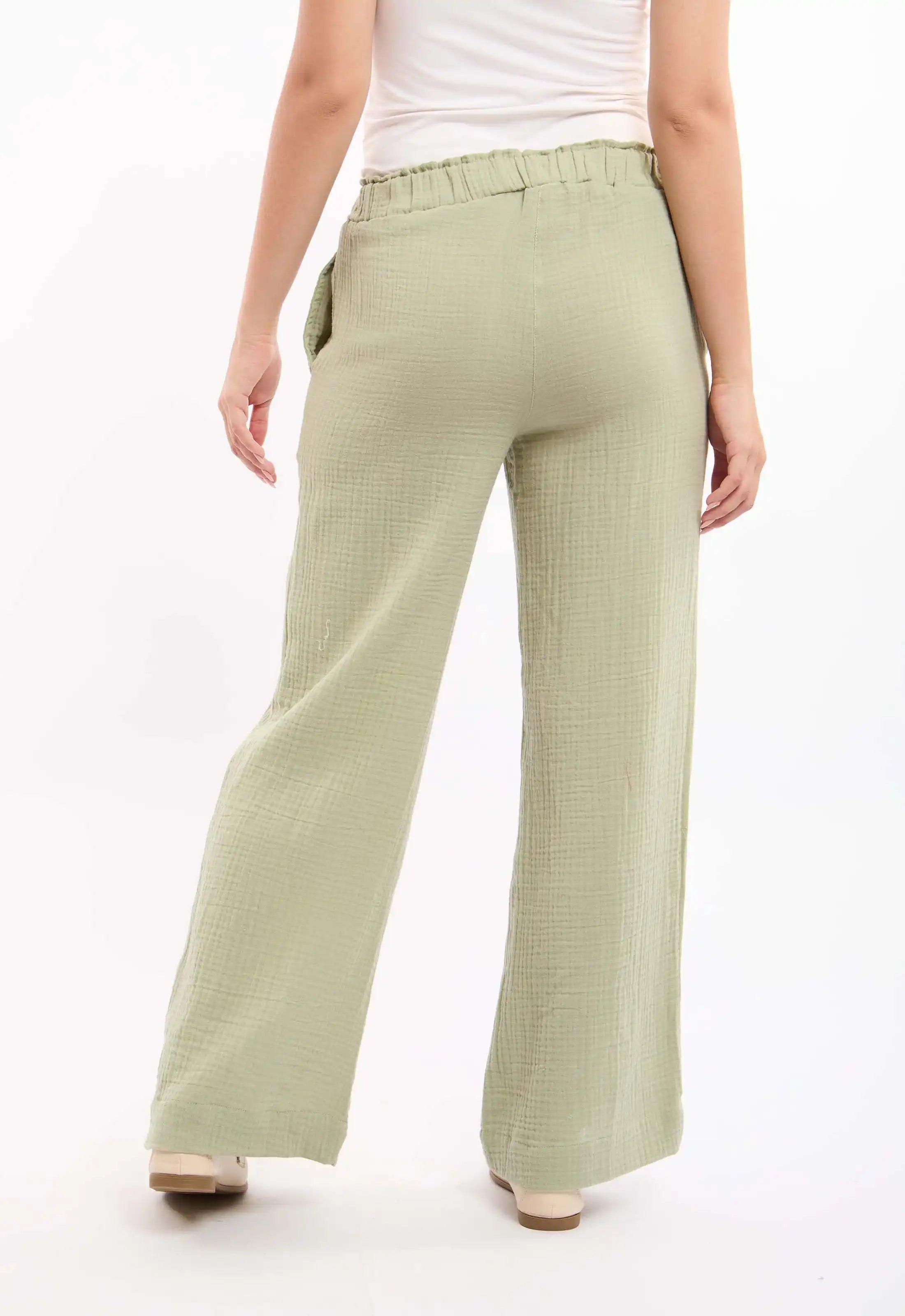 Textured Wide-Leg Pants