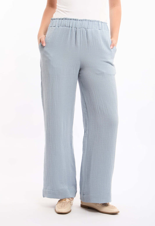 Textured Wide-Leg Pants