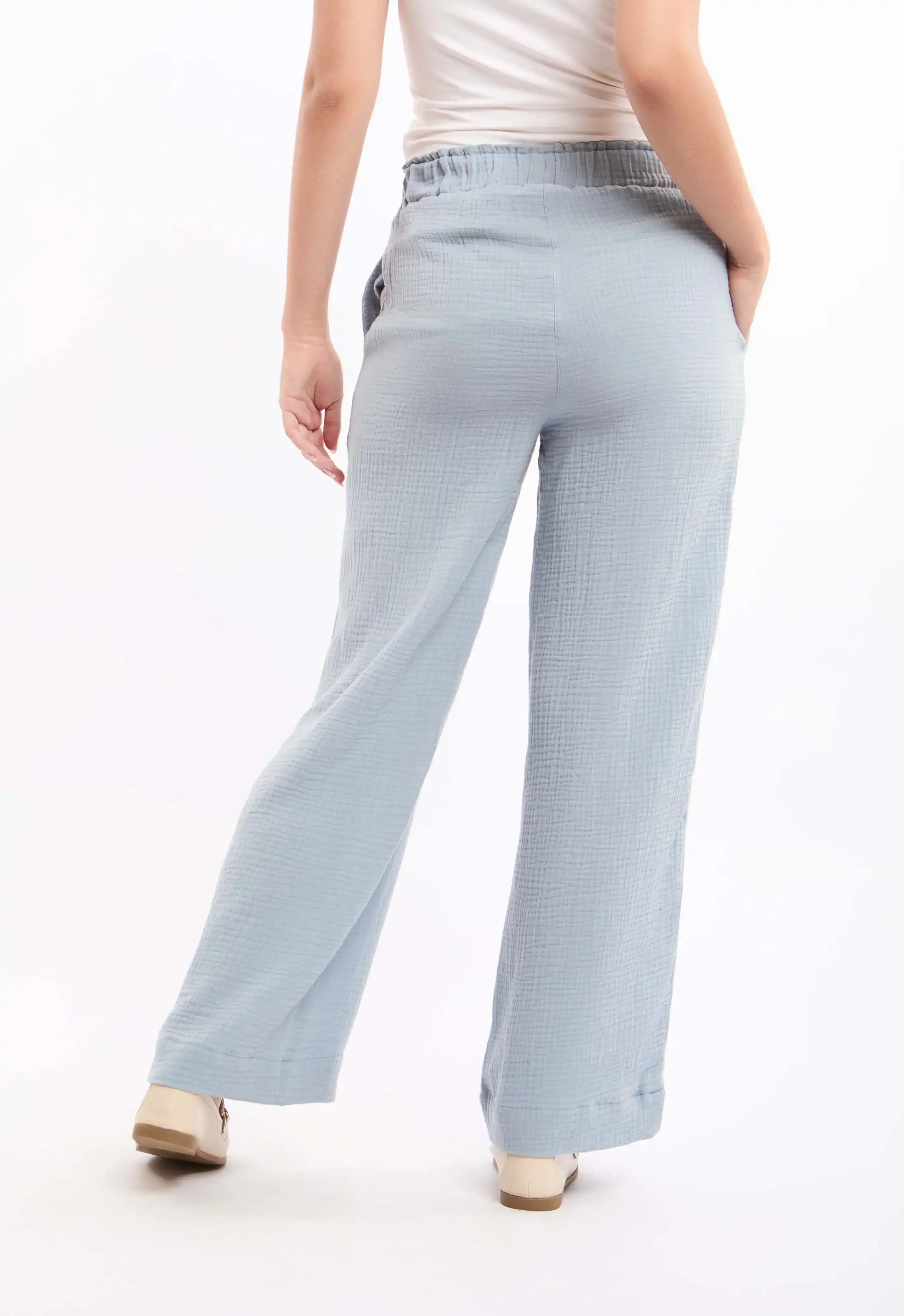 Textured Wide-Leg Pants