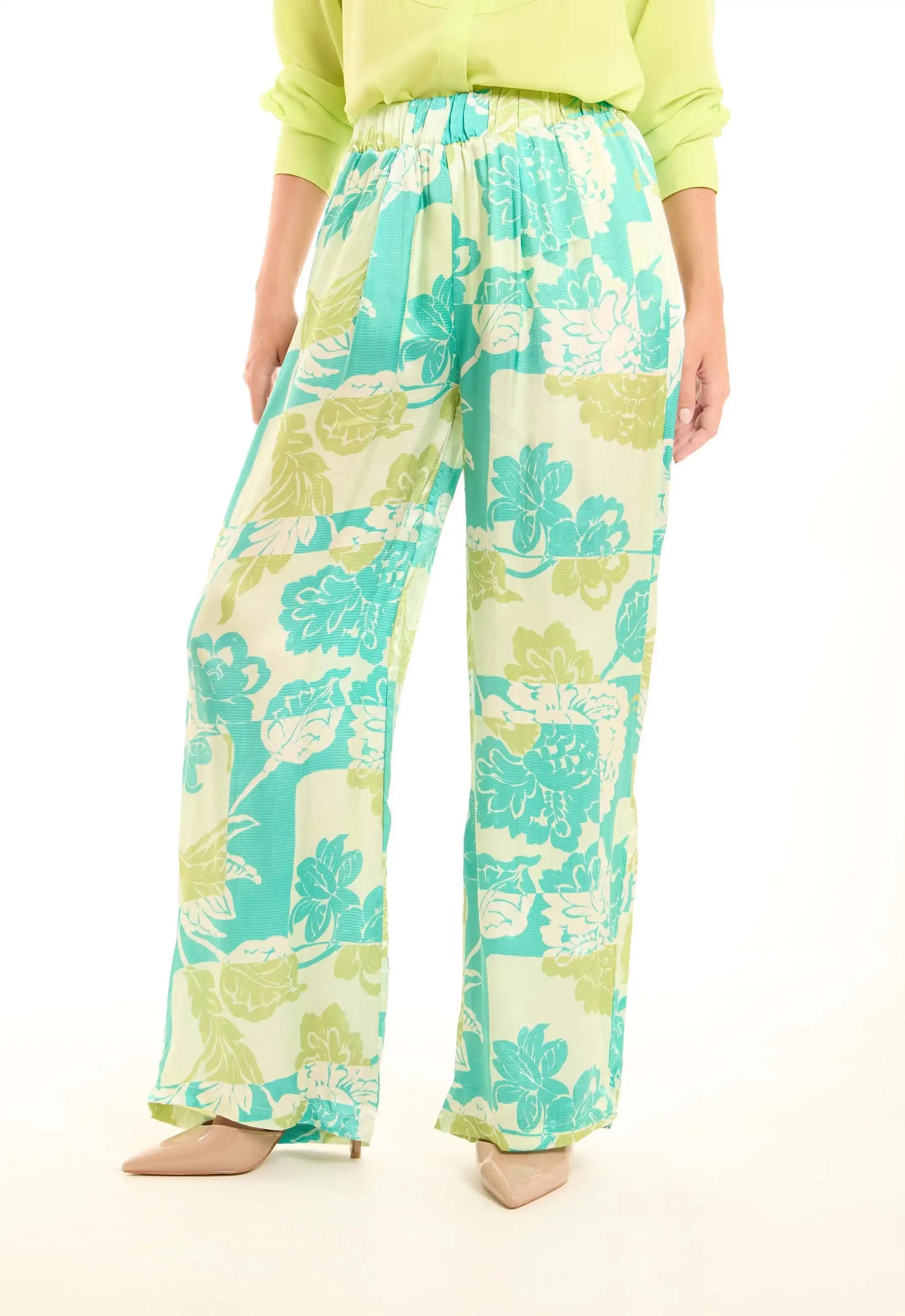 Slip On Elastic Waist Floral Pants