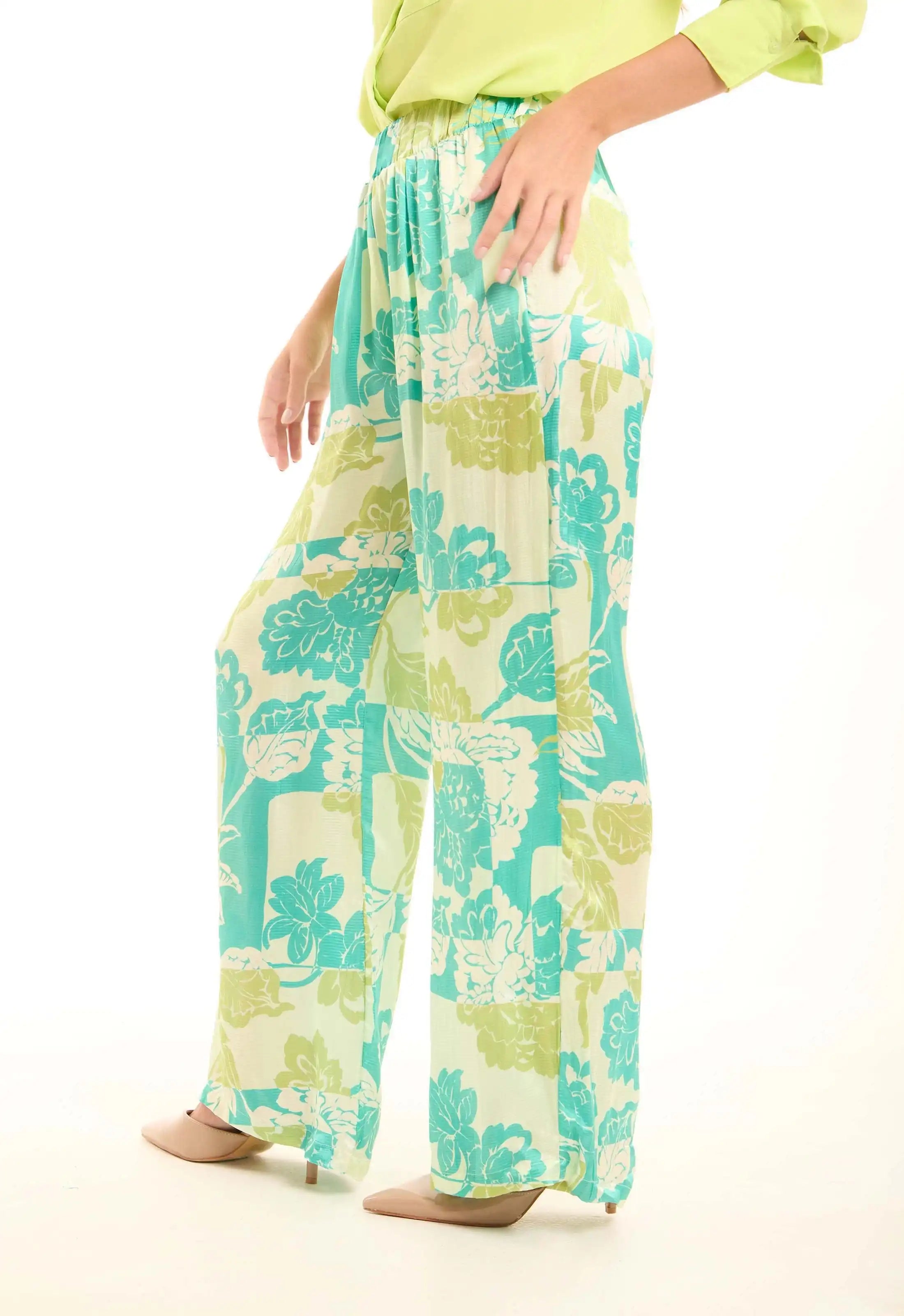 Slip On Elastic Waist Floral Pants