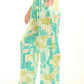 Slip On Elastic Waist Floral Pants