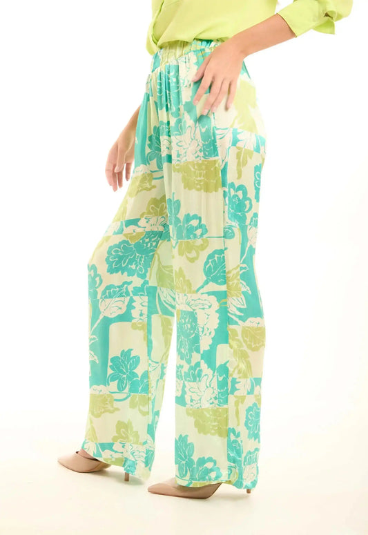 Slip On Elastic Waist Floral Pants