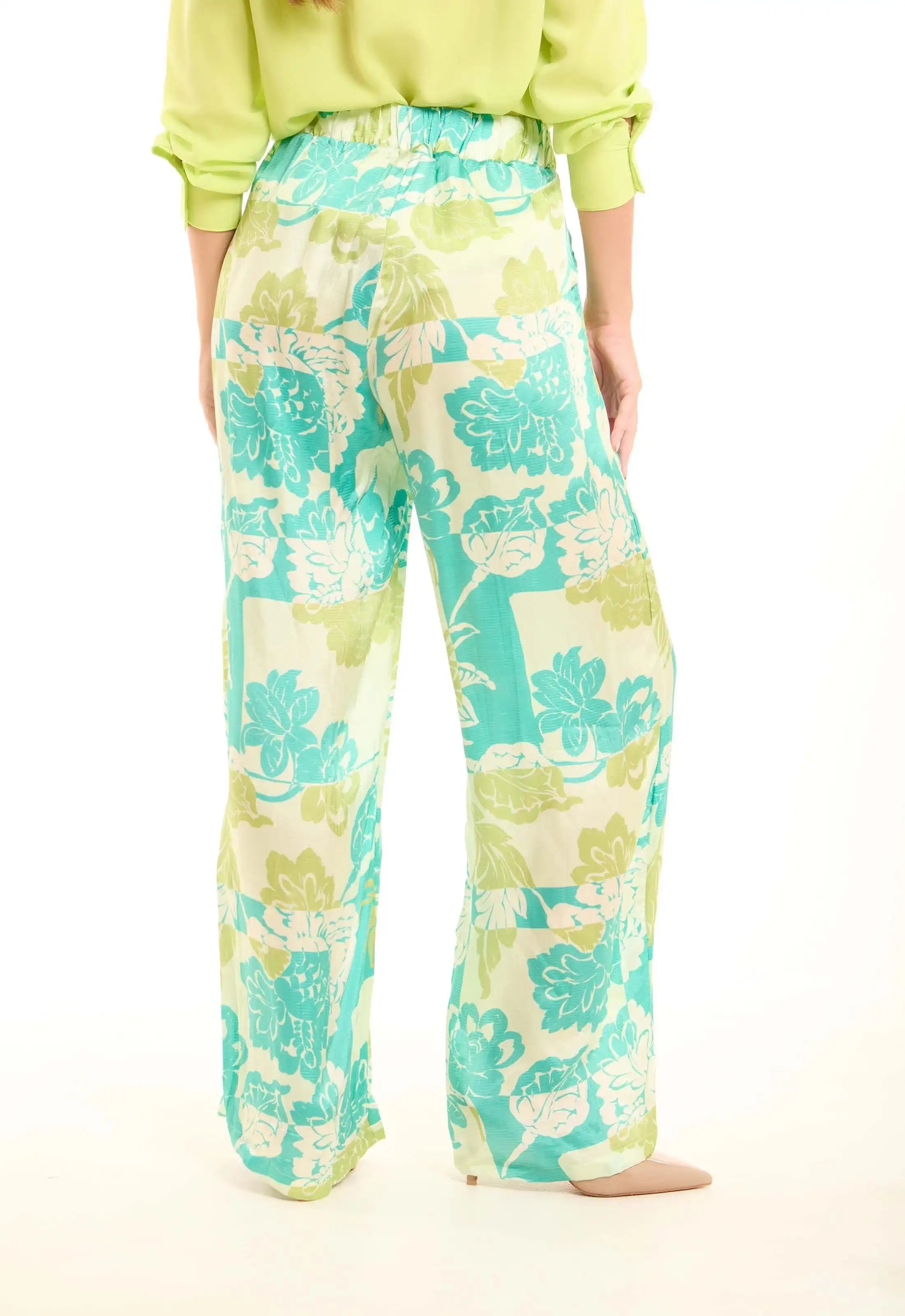 Slip On Elastic Waist Floral Pants