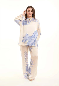Relaxed Floral Straight-Leg Pants