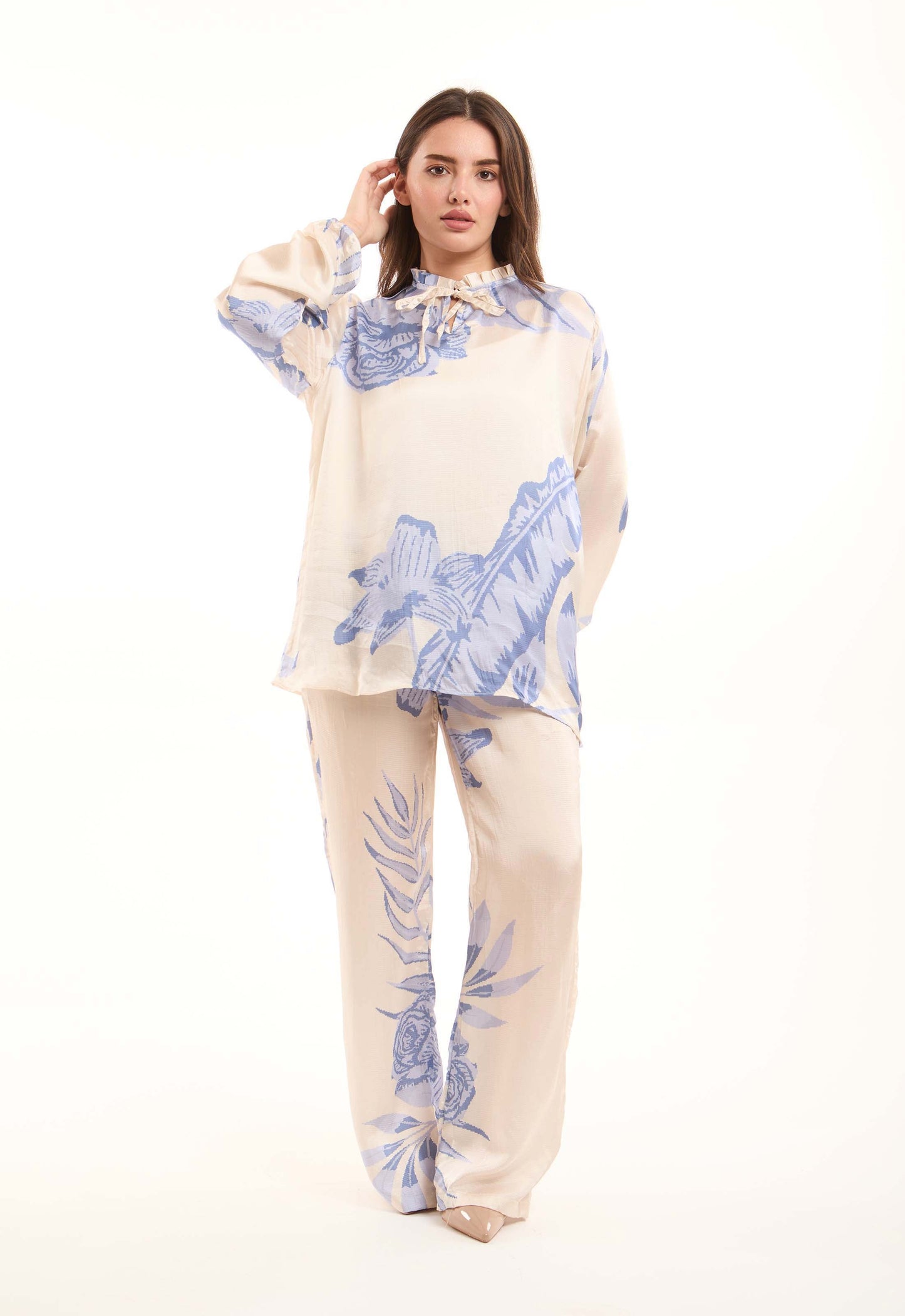 Relaxed Floral Straight-Leg Pants