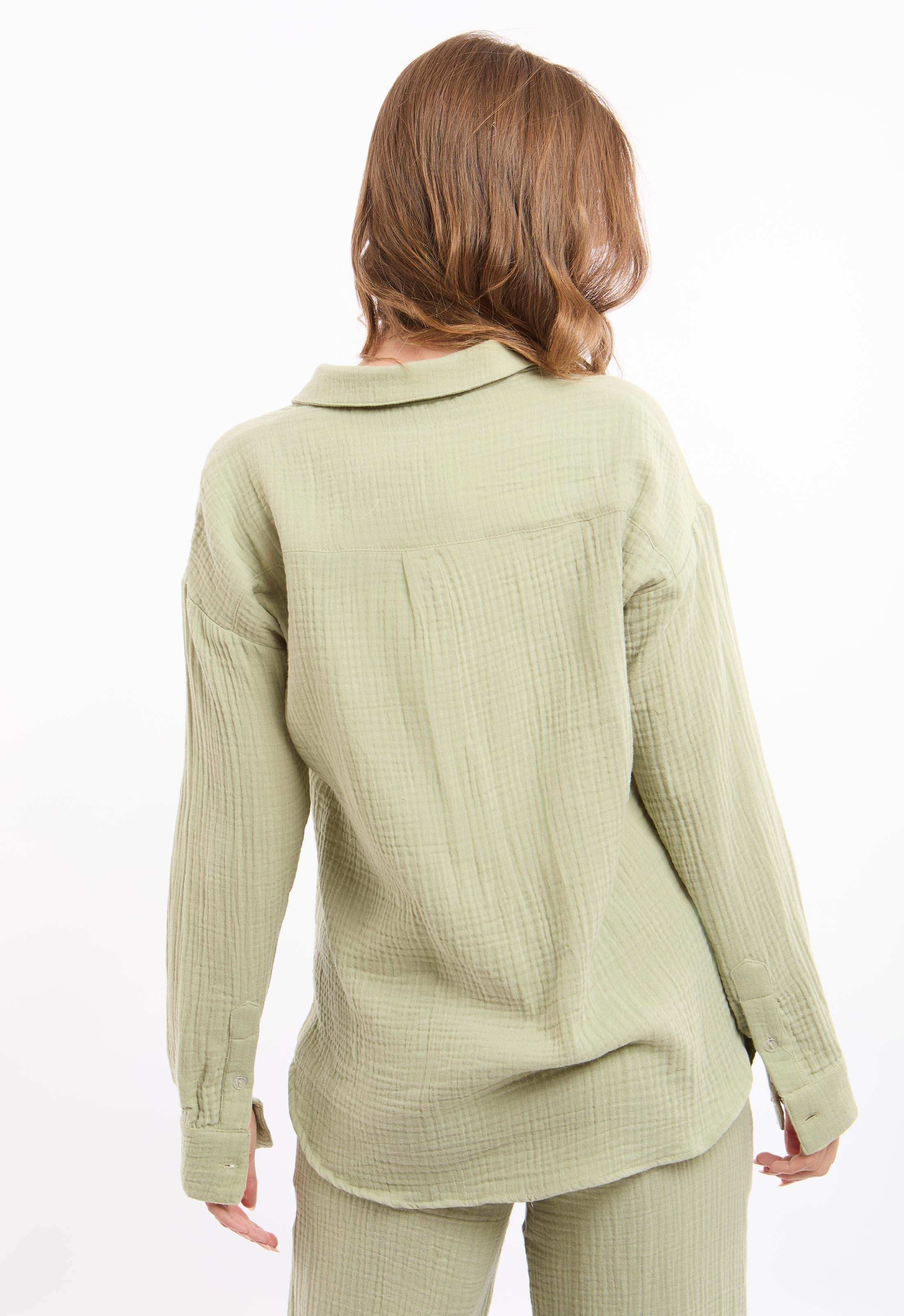 Textured Cotton Shirt with Front Pockets