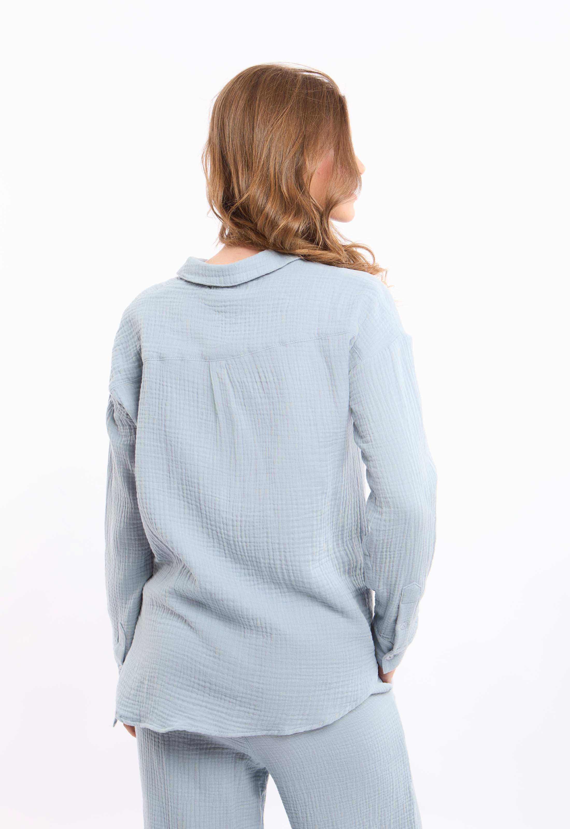 Textured Cotton Shirt with Front Pockets