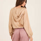 Deep V-Neck Sweatshirt with Drawstring Trim