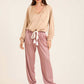 Deep V-Neck Sweatshirt with Drawstring Trim