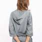 Deep V-Neck Sweatshirt with Drawstring Trim