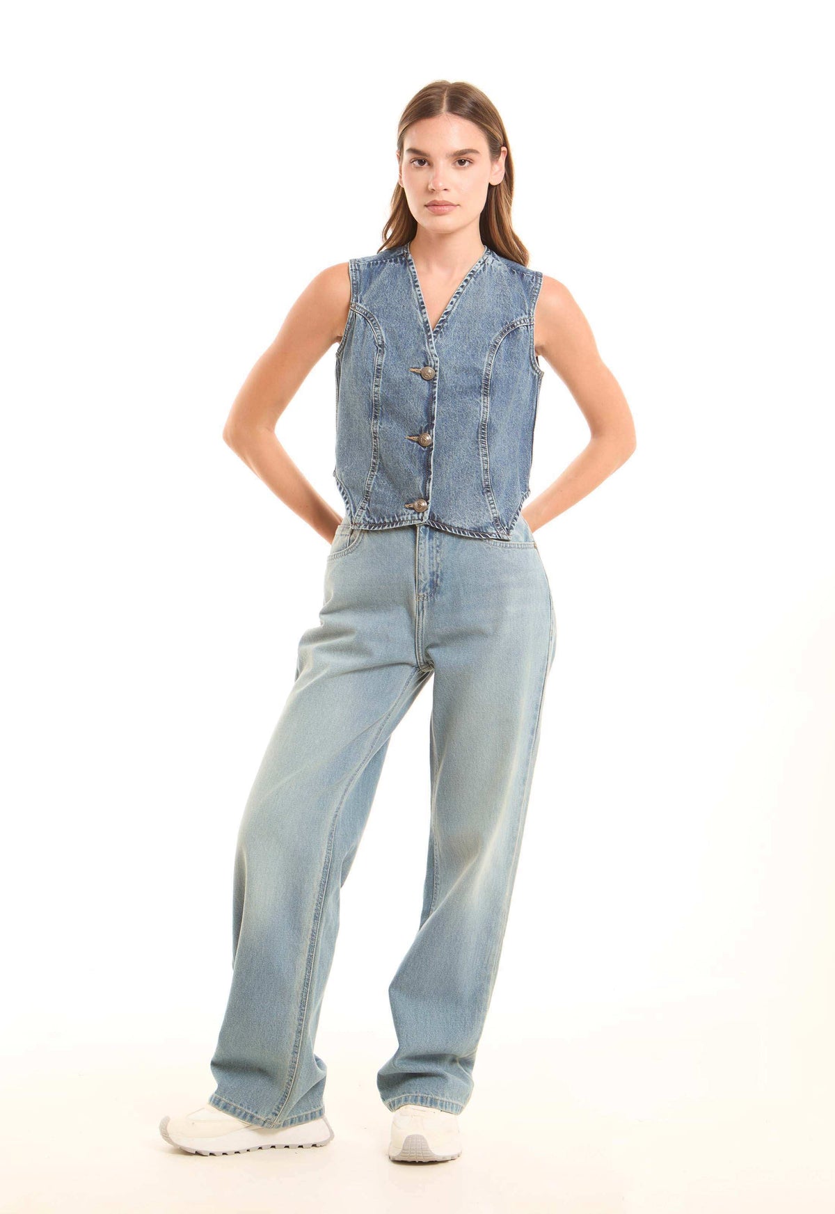 V-Neck Fashionable Casual Denim Vest