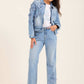 Denim Jacket with Feminine Floral Details