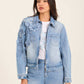 Denim Jacket with Feminine Floral Details