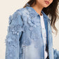 Denim Jacket with Feminine Floral Details