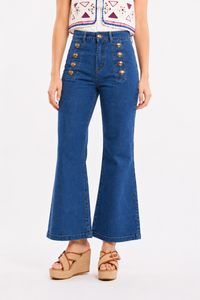 Sailor-Button Straight Pants