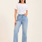 Embroidered Hem Straight-Leg Jeans