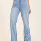 Embroidered Hem Straight-Leg Jeans