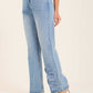 Embroidered Hem Straight-Leg Jeans