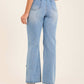 Embroidered Hem Straight-Leg Jeans