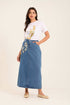 Side Stitched Crystal Casual Denim Skirt