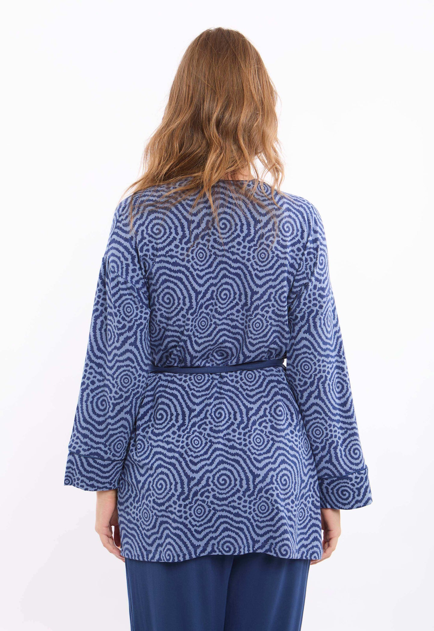 Comfy Viscose Pajama Set with Patterned Robe - 3 Pcs