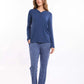 Long Sleeve Solid Tee with Patterned Pants Pajama Set