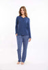 Long Sleeve Solid Tee with Patterned Pants Pajama Set