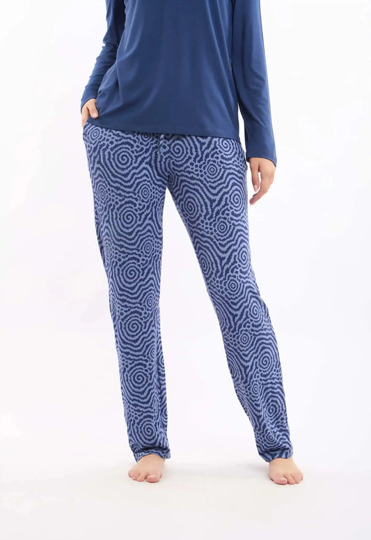 Long Sleeve Solid Tee with Patterned Pants Pajama Set