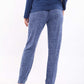 Long Sleeve Solid Tee with Patterned Pants Pajama Set