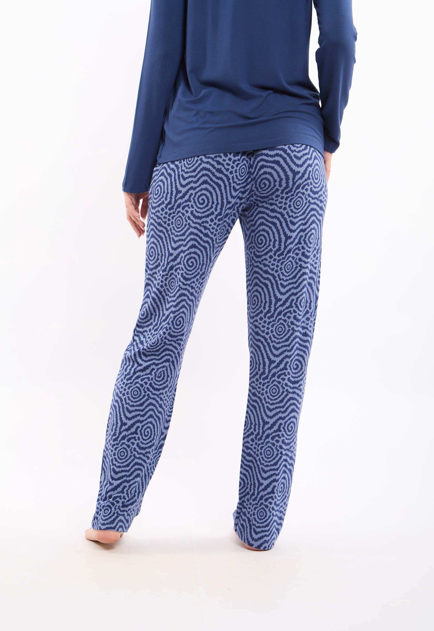 Long Sleeve Solid Tee with Patterned Pants Pajama Set