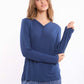 Long Sleeve Solid Tee with Patterned Pants Pajama Set
