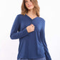 Long Sleeve Solid Tee with Patterned Pants Pajama Set