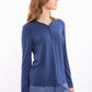 Long Sleeve Solid Tee with Patterned Pants Pajama Set