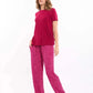 Round Neck Tee with Patterned Pants Pajama Set