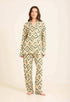 Geometric Pattern Pajama Set with Classic Collar