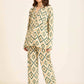 Geometric Pattern Pajama Set with Classic Collar