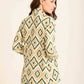 Geometric Pattern Pajama Set with Classic Collar