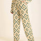 Geometric Pattern Pajama Set with Classic Collar