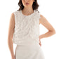 Sleeveless Slip On Top with Stitched Ruffles