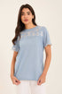 Embroidered Perforated Floral Short Sleeves Tee