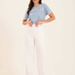 Embroidered Perforated Floral Short Sleeves Tee