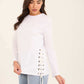 Solid Long Sleeves Tee with Side Drawstrings