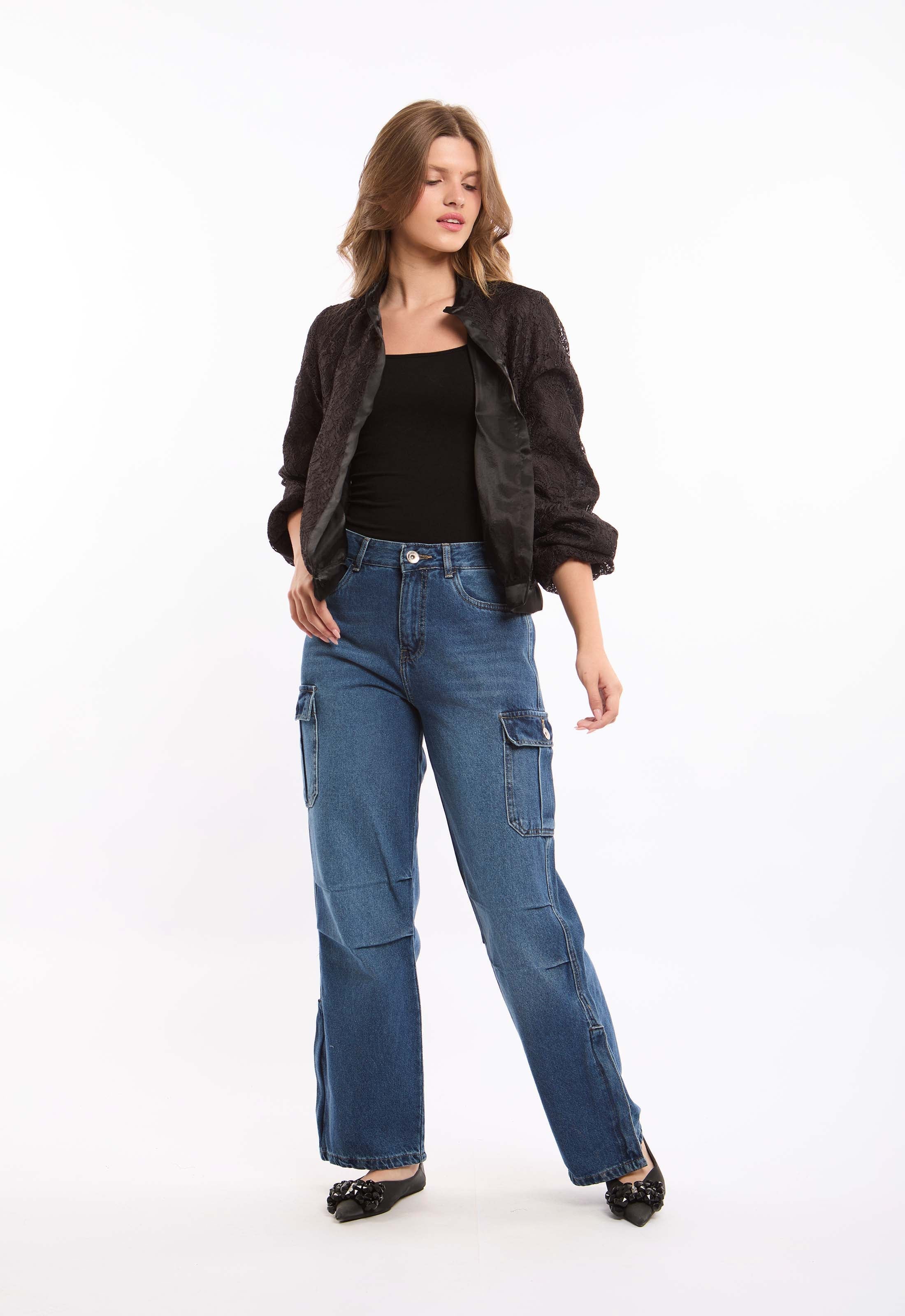 قميص جاكار بنقشة بارزة وأزرار أمامية