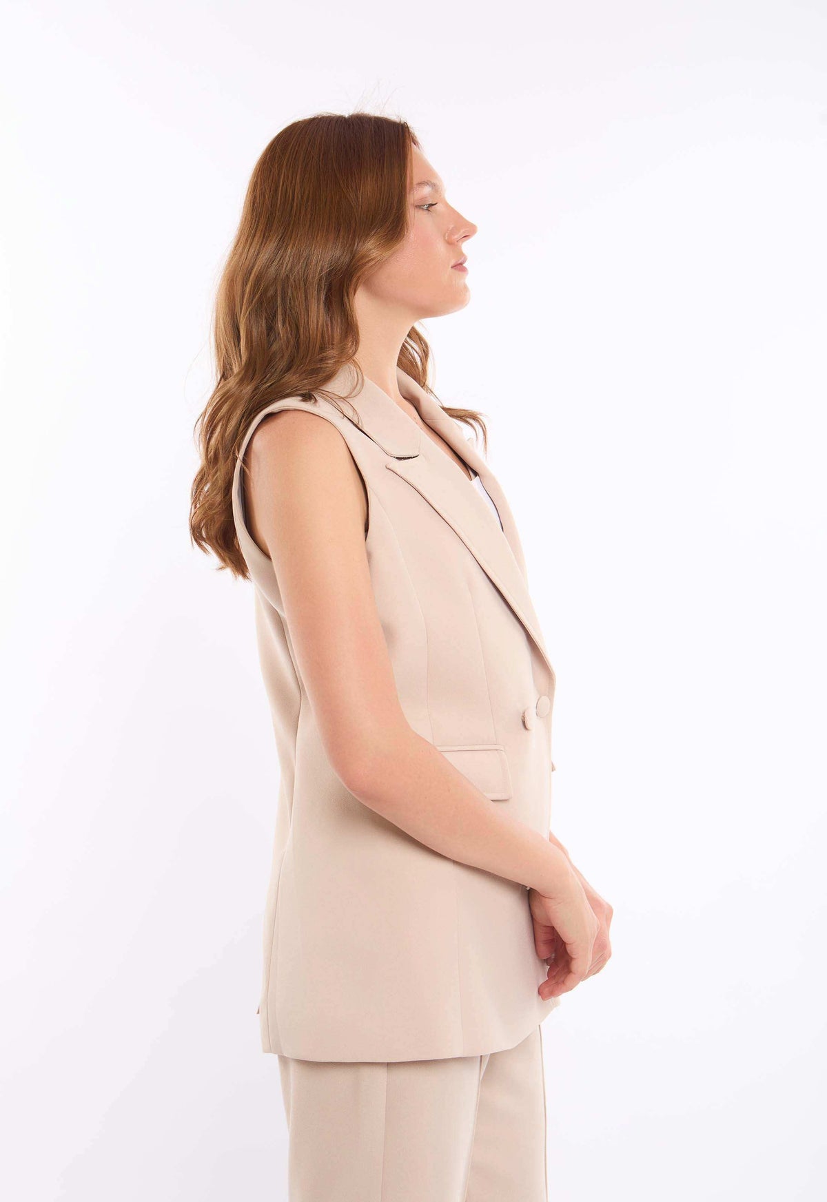 Sleeveless Solid Buttoned Formal Vest